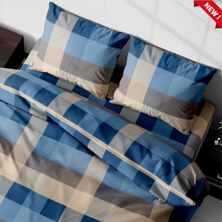 COPRIPIUMINO COTONE SCOTLAND QUADRIFOGLIO BLU