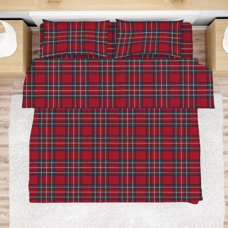 COMPLETO LENZUOLA FLANELLA KILT QUADRIFOGLIO
