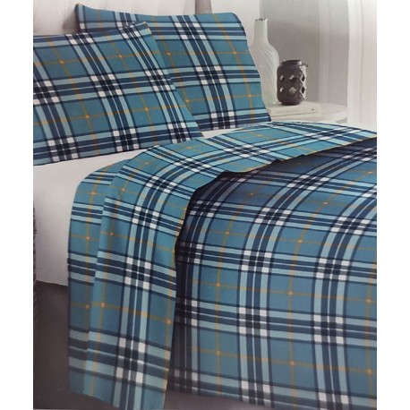 COMPLETO LENZUOLA FLANELLA SCOZZESE OTTANIO MONT BLANC LOVELY HOME