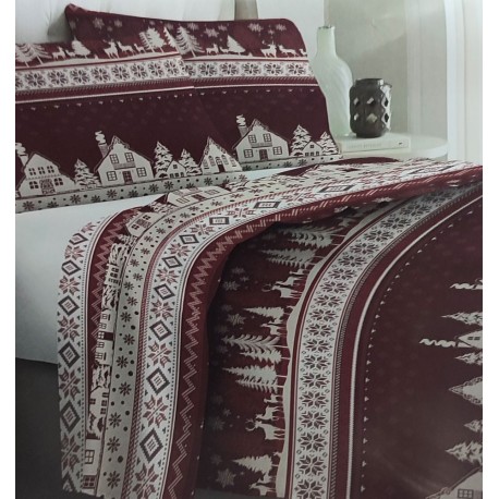COMPLETO LENZUOLA FLANELLA TIROLO RENNE MONT BLANC LOVELY HOME