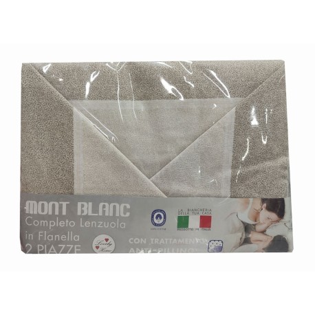 COMPLETO LENZUOLA FLANELLA BORBO MONT BLANC LOVELY HOME BEIGE