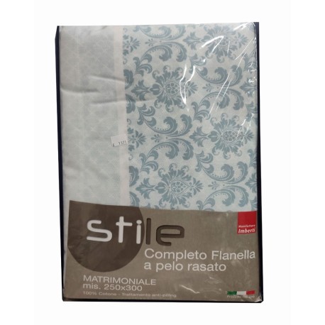 COMPLETO LENZUOLA FLANELLA MATRIMONIALE BAROCCO STILE IMBERTI