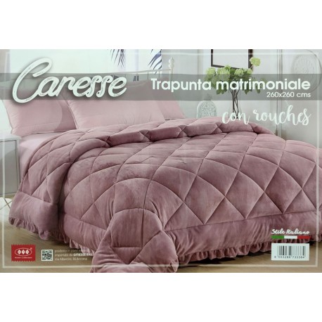 TRAPUNTA INVERNALE MATRIMONIALE VELLUTO ROUCHES CARESSE GRIGIO GITIESSE