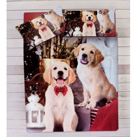 PARURE COPRIPIUMINO COTONE DIGITALE SOGNI D'ORO CANI 72 LOVELY HOME