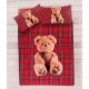 PARURE COPRIPIUMINO COTONE DIGITALE SOGNI D&#039;ORO ORSO TARTAN 73 LOVELY HOME