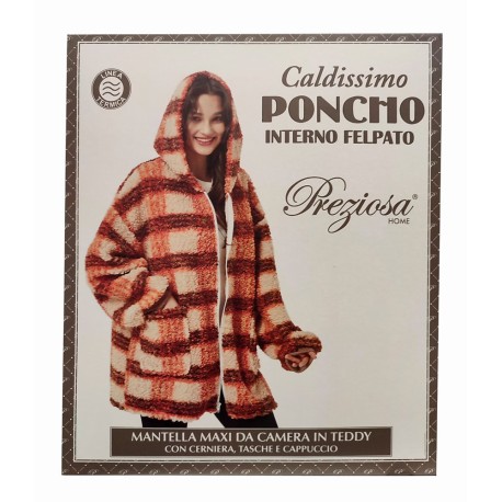 PONCHO MANTELLA DONNA PILE TEDDY INTERNO FELPATO 0030 PREZIOSA