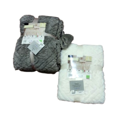 PLAID PILE MATRIMONIALE AGNELLATO TINTA UNITA INTAGLIATO TRESOR SGHOME