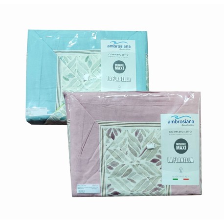 COMPLETO LENZUOLA FLANELLA MATRIMONIALE HERBAL AMBROSIANA