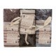 3 PEZZI COMPLETO LENZUOLA MATRIMONIALE COTONE PERCALLE RIGATO HOME SWEET HOME