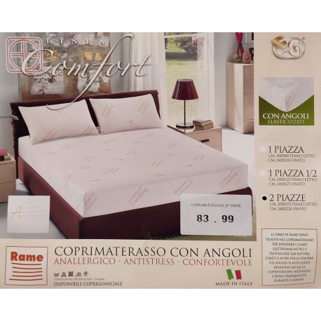COPRIMATERASSO SANITARIO MATRIMONIALE CON ANGOLI RAME EG