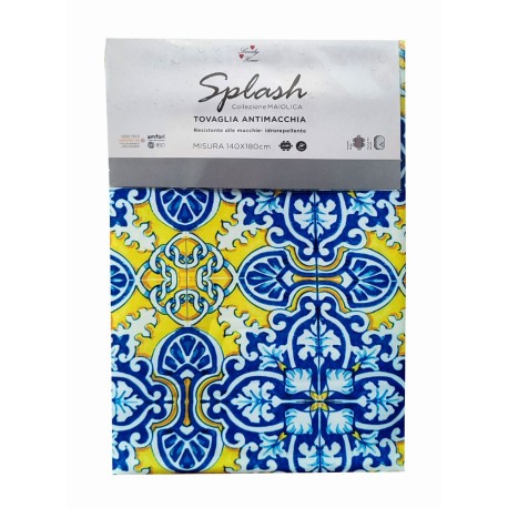 TOVAGLIA ANTIMACCHIA SPLASH MAIOLICA GIALLO BLU LOVELY HOME