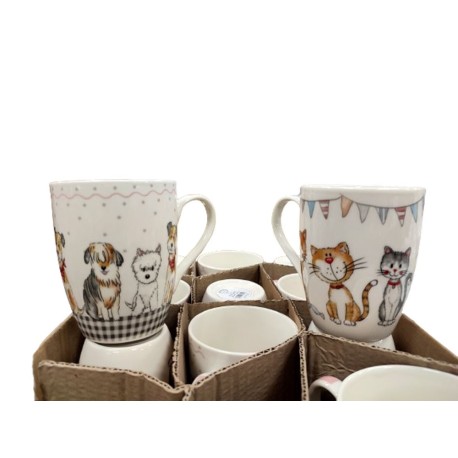 SET 12 TAZZE MUG CERAMICA AMICI LOVELY HOME