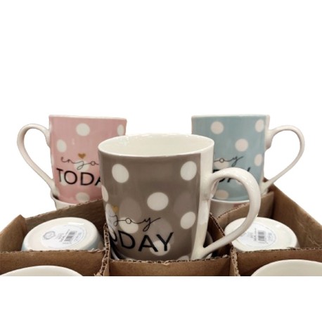 SET 12 TAZZE MUG CERAMICA DOTS LOVELY HOME