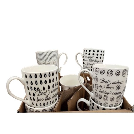 SET 12 TAZZE MUG CERAMICA ESSENTIAL LOVELY HOME