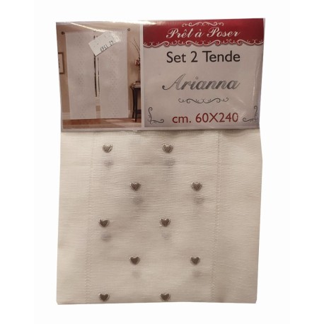 COPPIA TENDE RICAMO CUORICINI ARIANNA VT