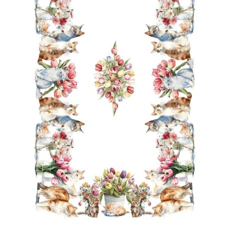 TOVAGLIA COTONE DIGITALE GATTI TULIPANI GIPETEX
