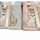 COPPIA SPUGNA ASCIUGAMANO + OSPITE RICAMATO FRIENDS CANE GATTO MELANGIO