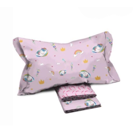 COMPLETO LENZUOLA SINGOLO COTONE UNICORNO NOVIA