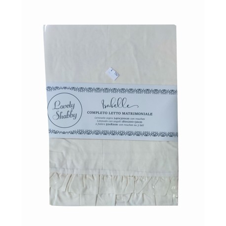 COMPLETO LENZUOLA MATRIMONIALE COTONE TINTA UNITA ROUCHES ISABELLE GITIESSE