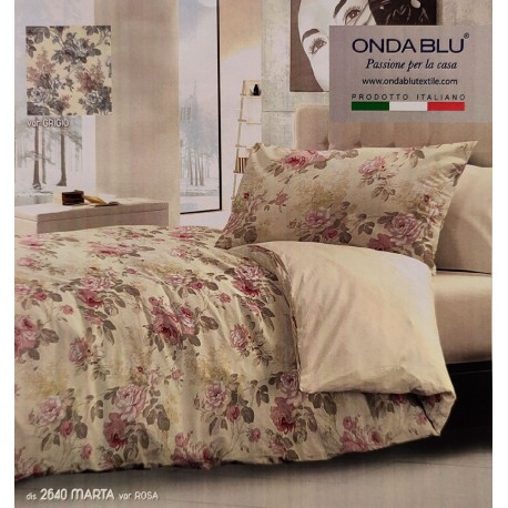 COMPLETO LENZUOLA COTONE MATRIMONIALE MARTA 2640 ONDA BLU