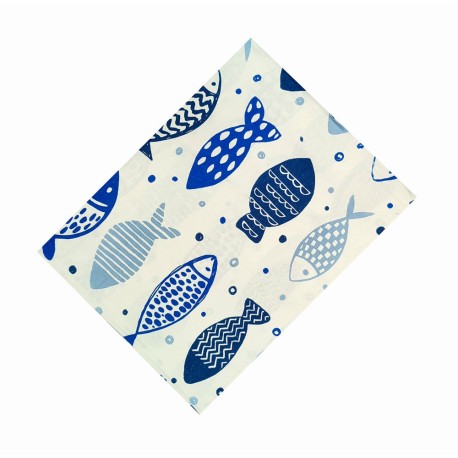 TOVAGLIA COTONE PESCI BLU PEZZOLI
