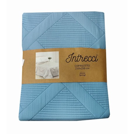 TRAPUNTINO MATRIMONIALE TERMOSALDATO MICROFIBRA INTRECCI LOVELY HOME AZZURRO