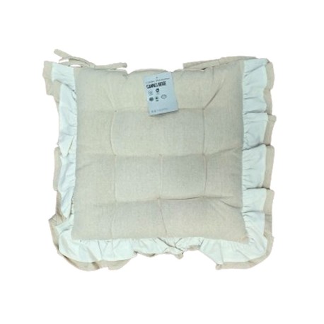 CONFEZIONE 6 PEZZI CUSCINO SEDIA LACCI VOLANT 40X40CM CANNES BEIGE SOPHIE