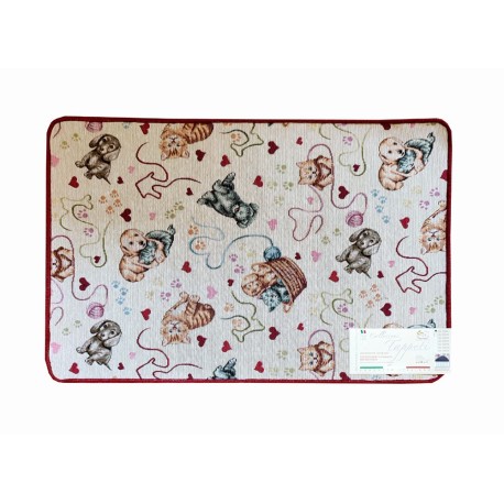 TAPPETO CUCINA JACQUARD GOMMATO ANTISCIVOLO INSETTI FIORI EG