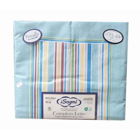 COMPLETO LENZUOLA MATRIMONIALE PERCALLE COTONE 2093 ISOGNI