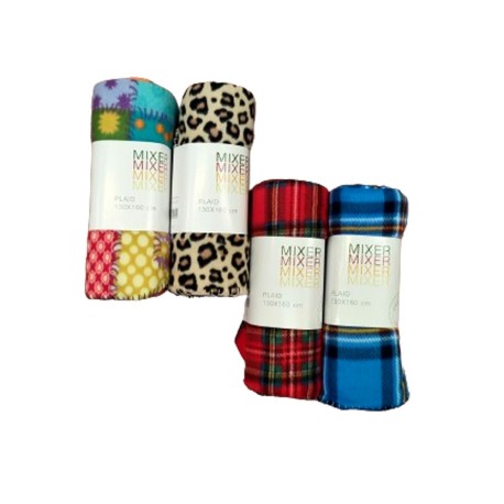20 PEZZI PLAID PILE 130X160CM STAMPATO MIXER EASY HOME