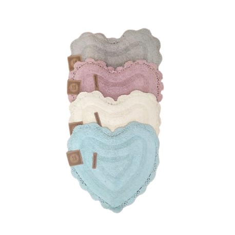 ASSORTITO 4 PEZZI TAPPETO BAGNO SPUGNA CUORE 65CM ANTISCIVOLO LEYLA LOVELY SHABBY GITIESSE