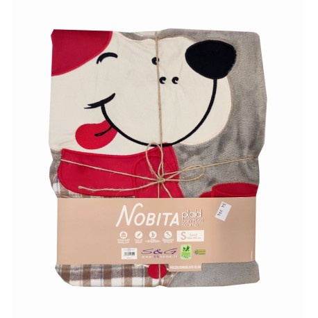 PLAID PILE RICAMATO 130X160CM NOBITA GRIGIO SGHOME