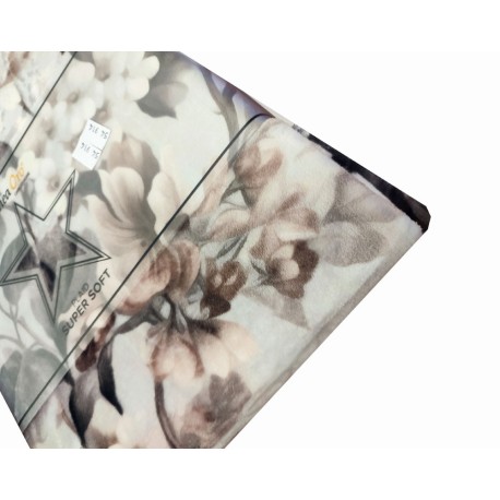 PLAID PILE STAMPATO AGNELLATO DIGITALE FIORI CAROL LINEA ORO