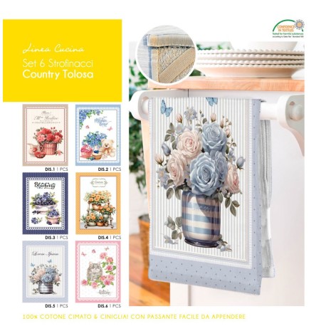 STROFINACCI SPUGNA CONF. 6 PEZZI ASSORTITI COUNTRY TOLOSA LOVELY HOME