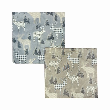 COPPIA FEDERA CUSCINO ARREDO 50X50CM GOBELIN CERVI ALBERI PEZZOLI