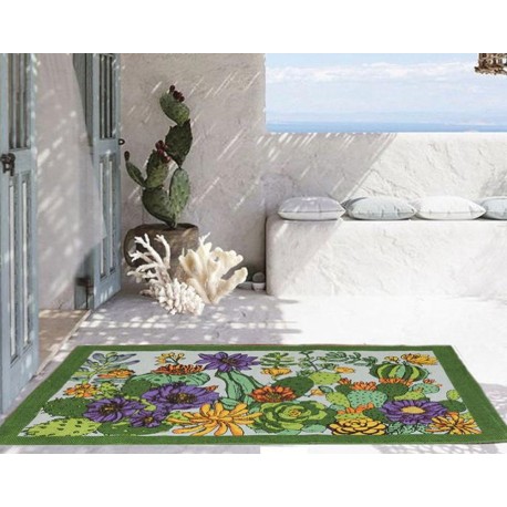 TAPPETO CUCINA COTONE CANVAS ANTISCIVOLO CACTUS PEZZOLI