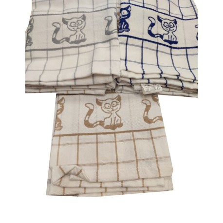 6 CONFEZIONI STROFINACCI 3 PEZZI 50X70CM COTONE GATTO MISTER CHEF HOME SWEET HOME