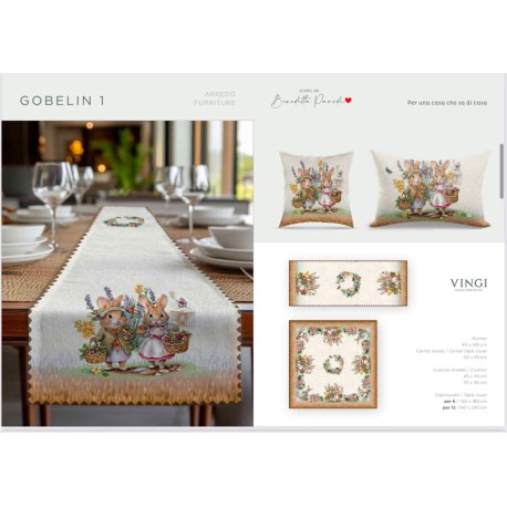 CENTRO RUNNER FODERA CUSCINO GOBELIN PASQUA 1 VINGI