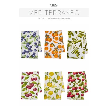 6 PEZZI STROFINACCI SPUGNA COTONE STAMPATO MEDITERRANEO VINGI