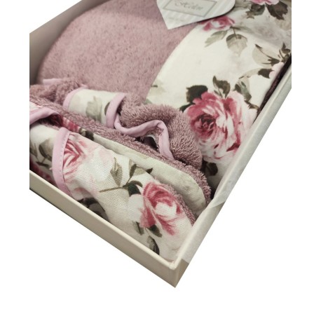 SET 4 PEZZI PAREO PANTOFOLE FASCIA FLOWER HELEN CIPRIA