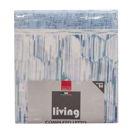 COMPLETO LENZUOLA COTONE SFIZIO LIVING IMBERTI AZZURRO