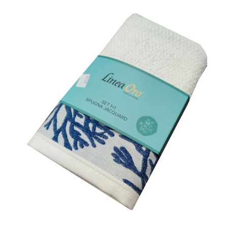 COPPIA SPUGNA ASCIUGAMANO + OSPITE JACQUARD MEDITERRANEA LINEA ORO