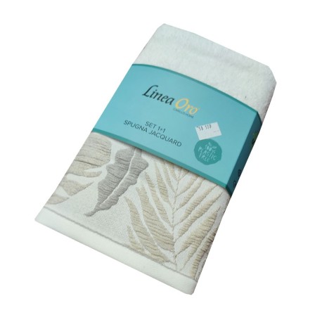 COPPIA SPUGNA ASCIUGAMANO + OSPITE JACQUARD MALIBU LINEA ORO