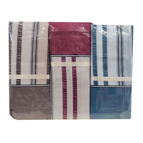 ASSORTITO 3 PEZZI COMPLETO LENZUOLA MATRIMONIALE COTONE RIGHE HOME SWEET HOME