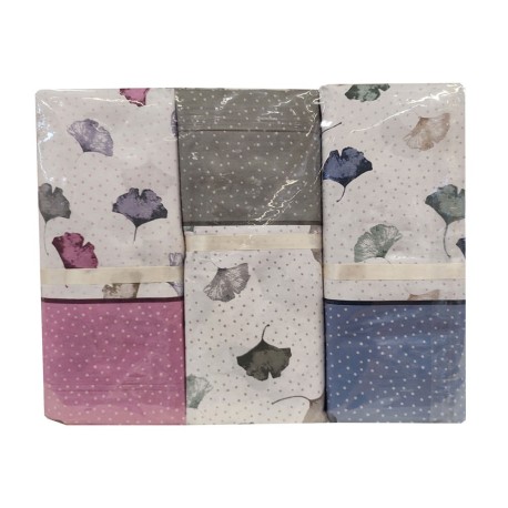 ASSORTITO 3 PEZZI COMPLETO LENZUOLA MATRIMONIALE COTONE PERCALLE GINKO POIS HOME SWEET HOME