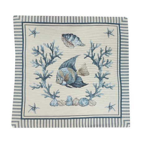 FEDERA CUSCINO ARREDO 45X45CM GOBELIN PESCI PEZZOLI