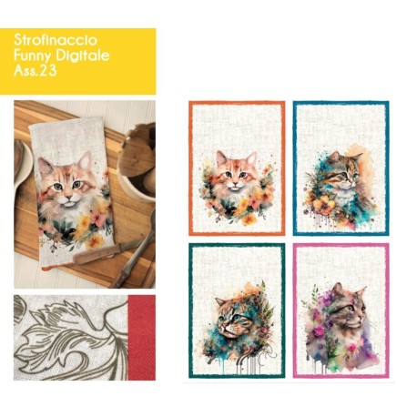 STROFINACCI 50X70CM 4 PEZZI COTONE DIGITALE FUNNY 23 SOPHIE