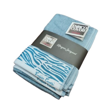 SET 1+1 ASCIUGAMANO + OSPITE SPUGNA JACQUARD ONDA ENRICO COVERI