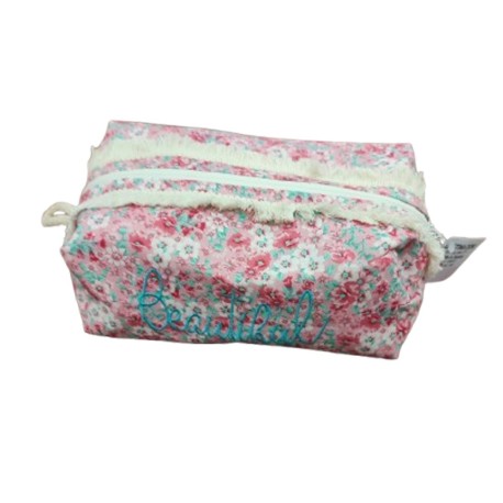 SET SPUGNA 1+1 POCHETTE E BAULETTO COTONE RICAMATO BEAUTIFUL FIORI CRISTINA CIONI