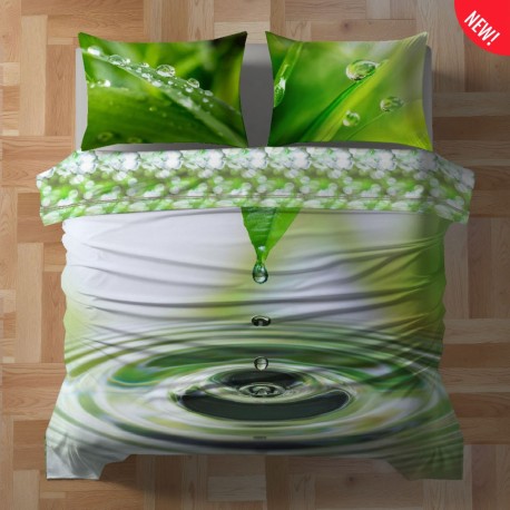 LENZUOLA COPRILETTO MATRIMONIALE DIGITALE GREEN ZEN QUADRIFOGLIO GIPETEX
